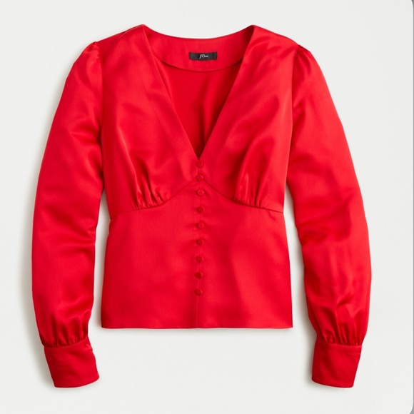 J. Crew Tops - J. Crew Deep V-neck button-front top in satin-backed crepe